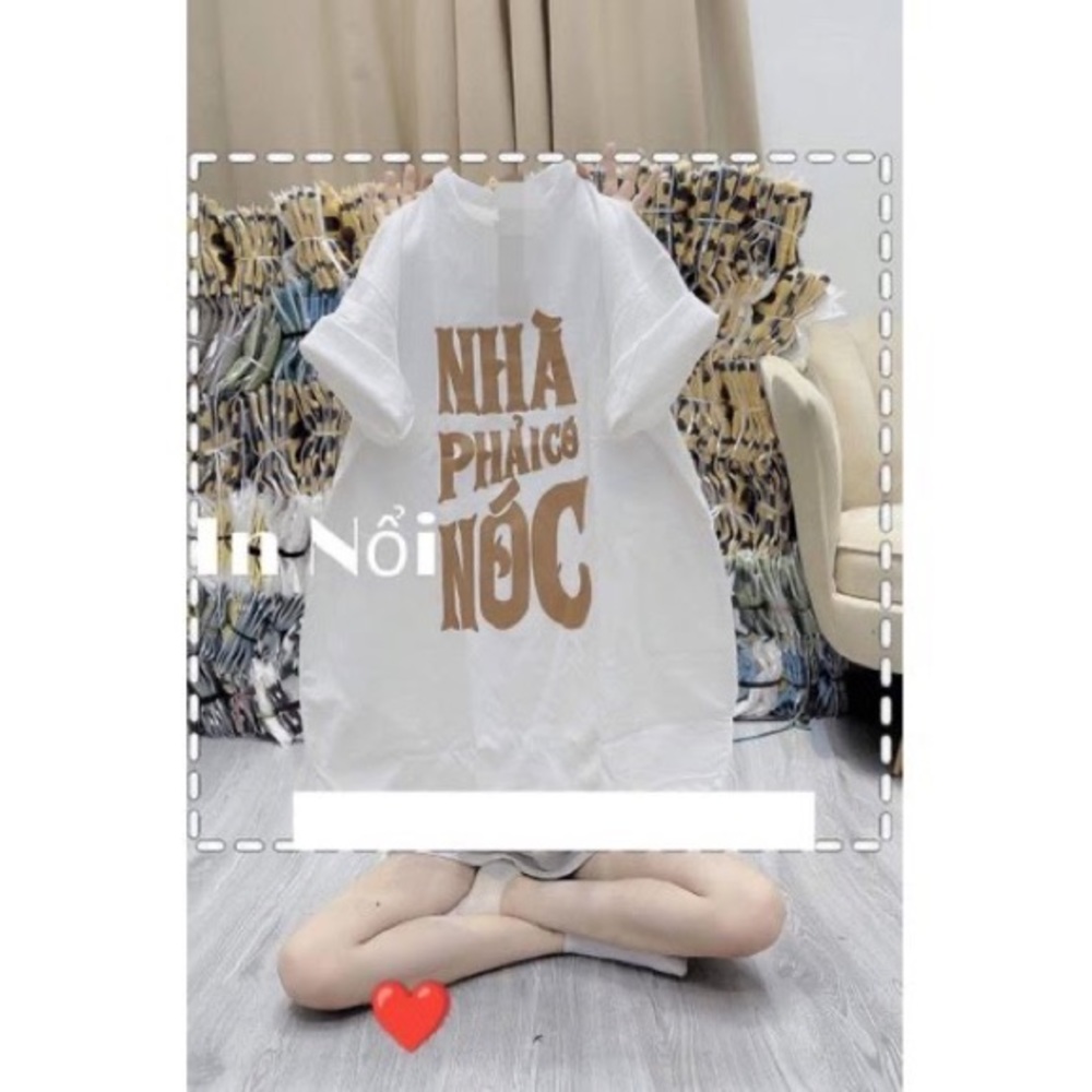 Unisex White T-shirt Print Words ‘Nha phai co noc’